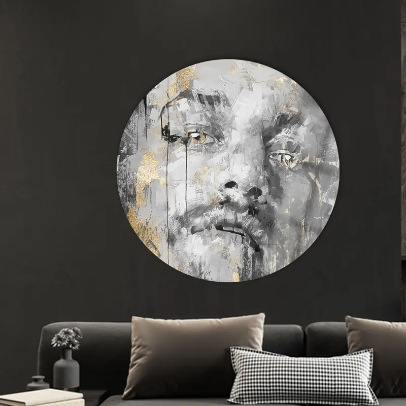 Goldenes abstraktes Männerporträt auf Leinwand – eleganter Wandkunstdruck