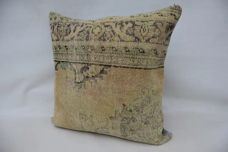Bright Pillow Sham, Turkish Pillow, Cushion Cover, Interior Designer Pillow, 32x32 Beige Pillow Case, Kilim Pillow Cover, Retro Throw Pillow Sham - 5