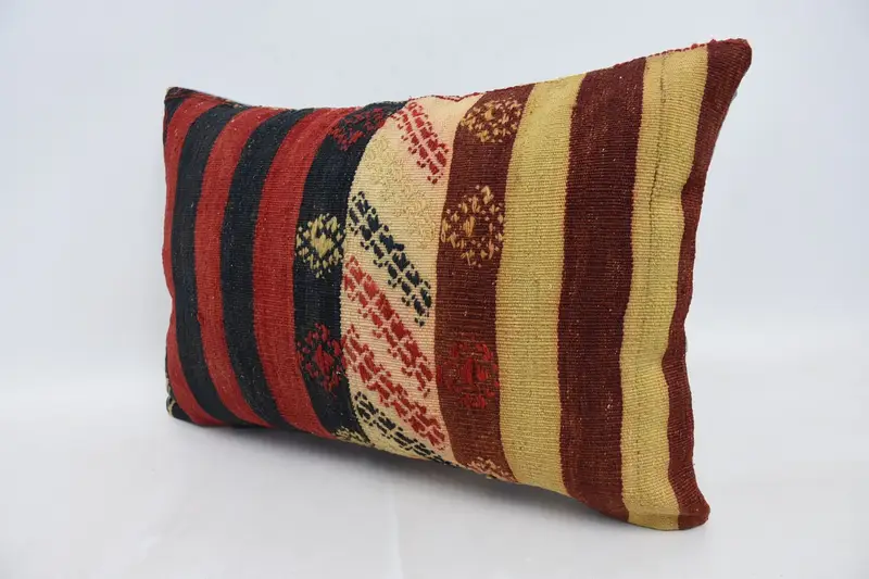 Pastel Pillow Sham, Boho Pillow Sham Cover, Cushion Case, Gift Pillow, Vintage Kilim Throw Pillow, Anatolian Pillow Cover, 16x24 Red Cushion Case - 4