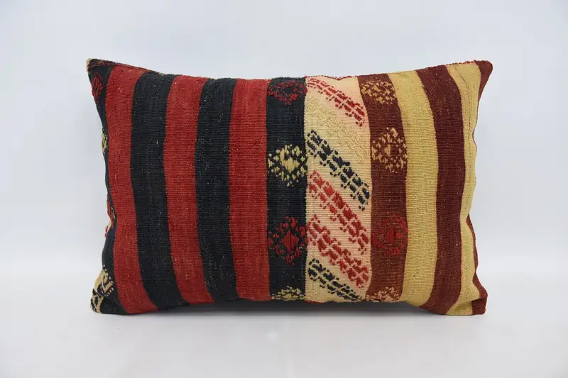 Pastel Pillow Sham, Boho Pillow Sham Cover, Cushion Case, Gift Pillow, Vintage Kilim Throw Pillow, Anatolian Pillow Cover, 16x24 Red Cushion Case - 1