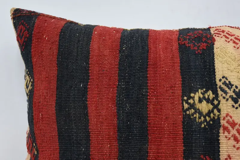 Pastel Pillow Sham, Boho Pillow Sham Cover, Cushion Case, Gift Pillow, Vintage Kilim Throw Pillow, Anatolian Pillow Cover, 16x24 Red Cushion Case - 2