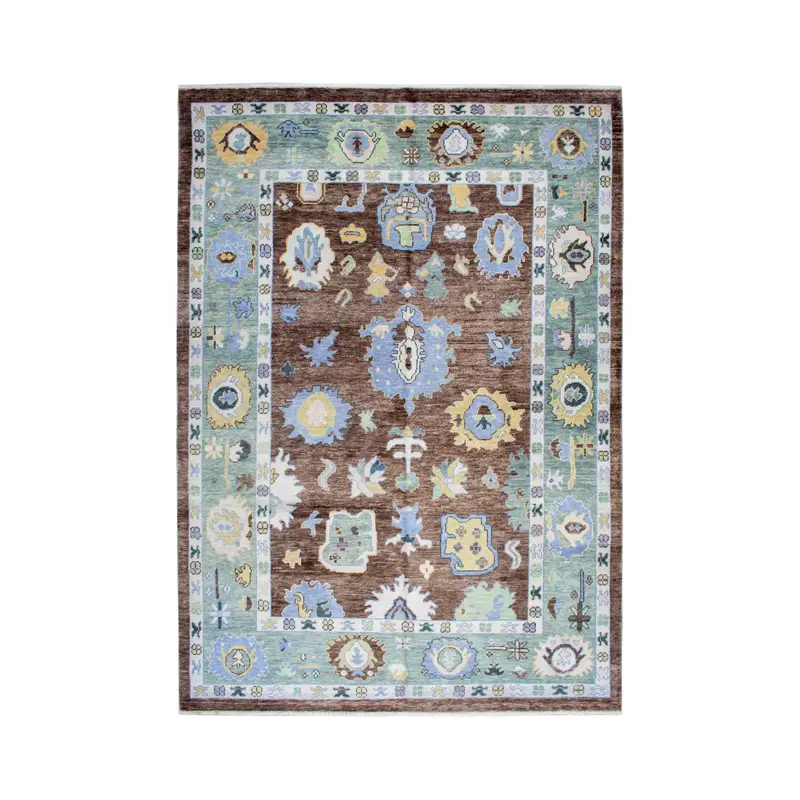 Vintage Oversize Rug 8x11.4 ft, Turkish Oushak Brown Camouflage Wool Rug - 1