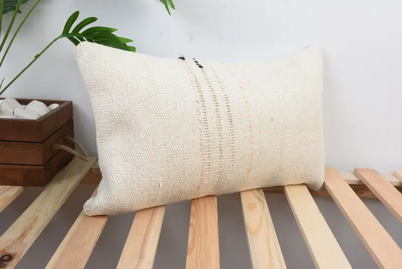 Pillow for Sofa, Pillow, Accent Throw Pillow, Kilim Cushion Sham, Ethnical Kilim Rug Pillow, 12x20 White Pillow Cover, Decorative Pillow Sham - 4
