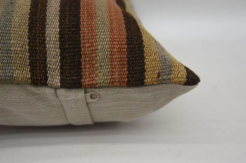 Vintage Kilim Pillow, Cushion Cover, Ethnic Throw Pillow Case, Sofa Cushion Cover, Home Decor Pillow, 12x24 Brown Pillow Cover, Pillow for Couch - 5