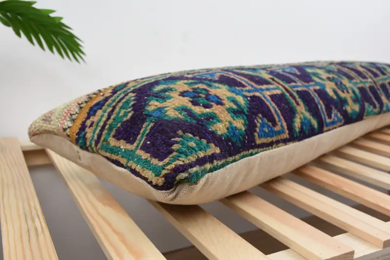 Kilim Pillow Cover, Pastel Pillow Case, Kilim Pillow, Hippie Throw Pillow Case, Interior Designer Pillow, Pillow, 12x48 Blue Pillow Sham - 6
