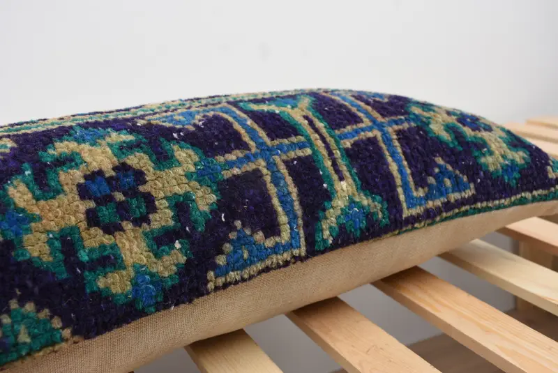 Kilim Pillow Cover, Pastel Pillow Case, Kilim Pillow, Hippie Throw Pillow Case, Interior Designer Pillow, Pillow, 12x48 Blue Pillow Sham - 7