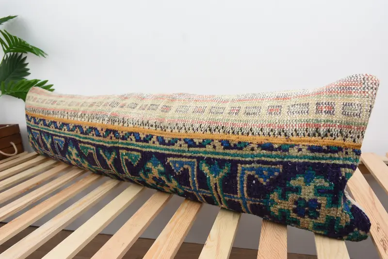 Kilim Pillow Cover, Pastel Pillow Case, Kilim Pillow, Hippie Throw Pillow Case, Interior Designer Pillow, Pillow, 12x48 Blue Pillow Sham - 5