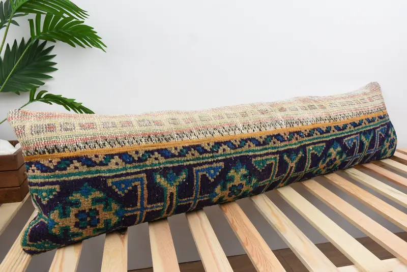 Kilim Pillow Cover, Pastel Pillow Case, Kilim Pillow, Hippie Throw Pillow Case, Interior Designer Pillow, Pillow, 12x48 Blue Pillow Sham - 4