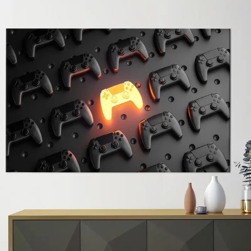 Gamers Haven Art, Game Room Decor, Man Cave Art, Black Art Decor, Abstract Wall Art, Canvas Art Decor, Wall Hanging Art, Modern Art Decor - 1