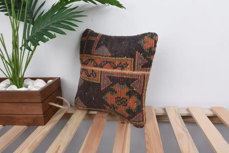 Antique Pillows, Cushion Cover, Rustic Pillow Cover, Throw Kilim Pillow, Pet Cushion, Ethnical Kilim Rug Pillow, 12x12 Blue Cushion - 5