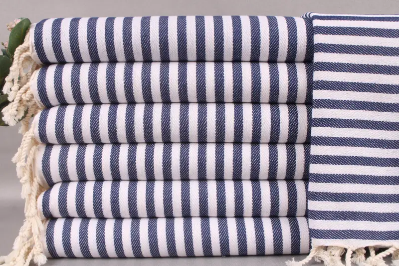 Personalized Dish Towel Navy Chevron, Beige Secondary, 18x40 Inches