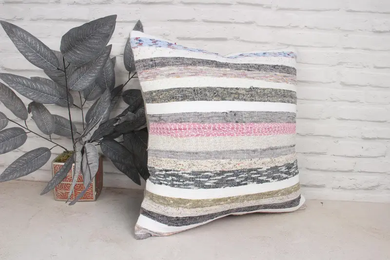 Pillow Cover, Authentic Pillow Case, Ethnical Kilim Rug Pillow, Car Cushion Case, Vintage Kilim Throw Pillow, 20x20 Pink Pillow Case, Gift Pillow - 3