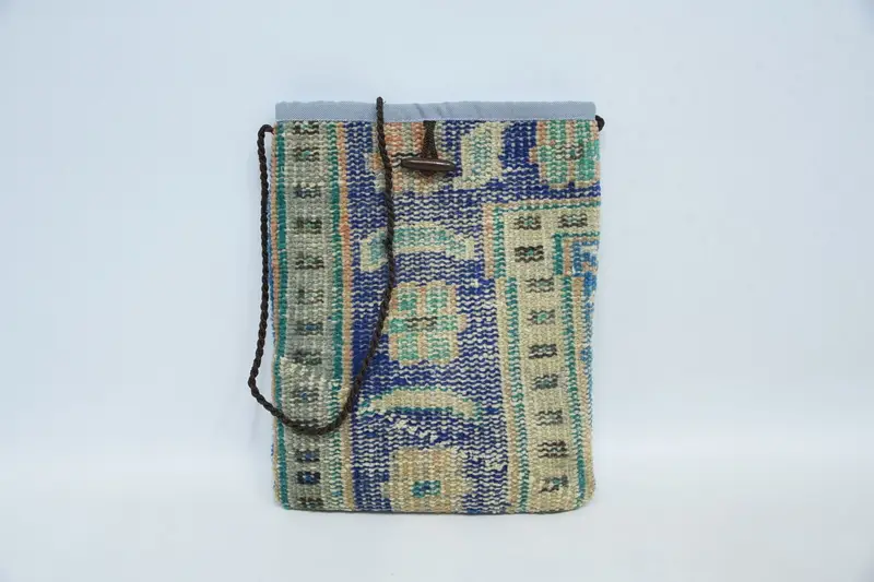アールデコ調ウールショルダーバッグ ジッパー付き キリムバッグ
