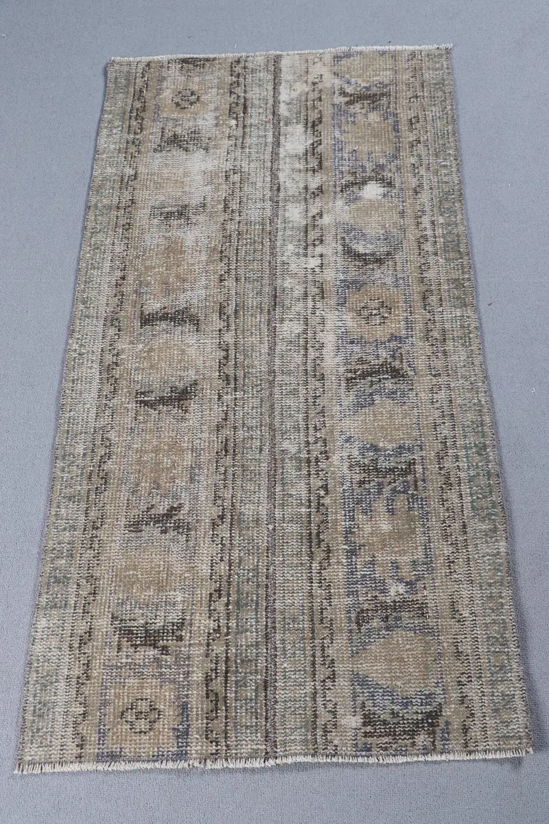 2,3 x 4,2 Fuß großer grüner Teppich, Ombré-Muster mit braunen Akzenten