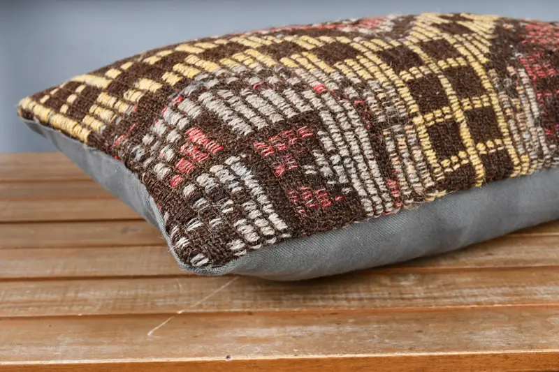 Cushion Cover, Vintage Kilim Throw Pillow, 12x24 Yellow Cushion Case, Ethnical Kilim Rug Pillow, Bright Cushion Cover, Home Decor Pillow - 4