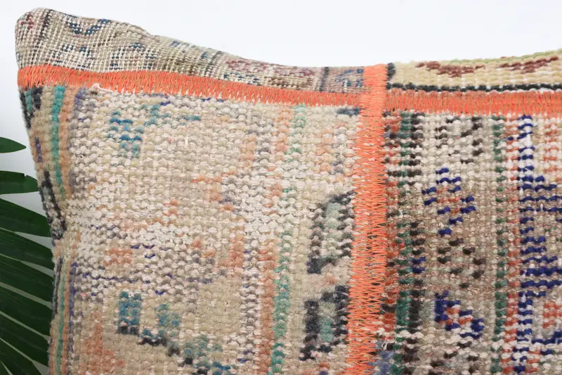 Rustic Pillow, Pillow Case, Boho Pillow, 16x16 Blue Pillow Sham, Decorative Pillow Case, Interior Designer Pillow, Vintage Kilim Pillow - 2