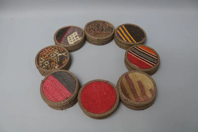Bohemian Pattern Round Coaster, Unique Non-Slip Washable Coaster