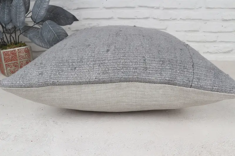 Pillow Case, Boho Pillow Sham Cover, Pillow for Sofa, 20x20 Gray Pillow, Pillow for Couch, Crochet Pattern Pillow Cover, Bed Cushion - 6