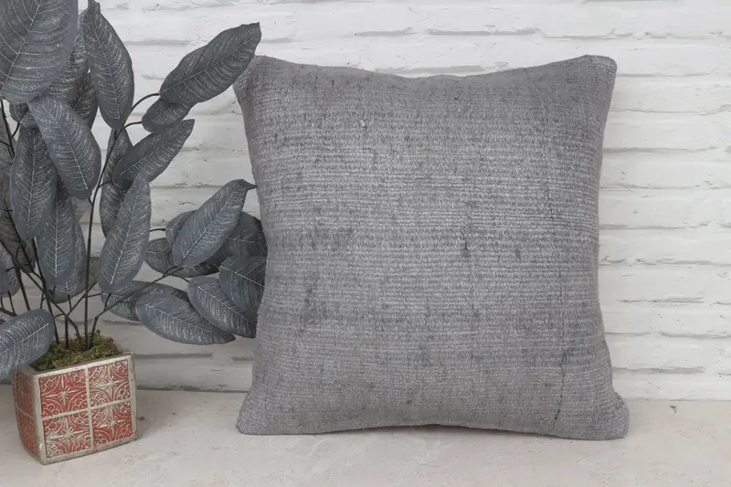 Pillow Case, Boho Pillow Sham Cover, Pillow for Sofa, 20x20 Gray Pillow, Pillow for Couch, Crochet Pattern Pillow Cover, Bed Cushion - 1