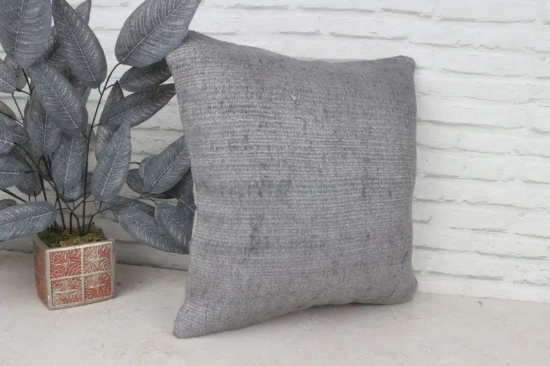 Pillow Case, Boho Pillow Sham Cover, Pillow for Sofa, 20x20 Gray Pillow, Pillow for Couch, Crochet Pattern Pillow Cover, Bed Cushion - 4