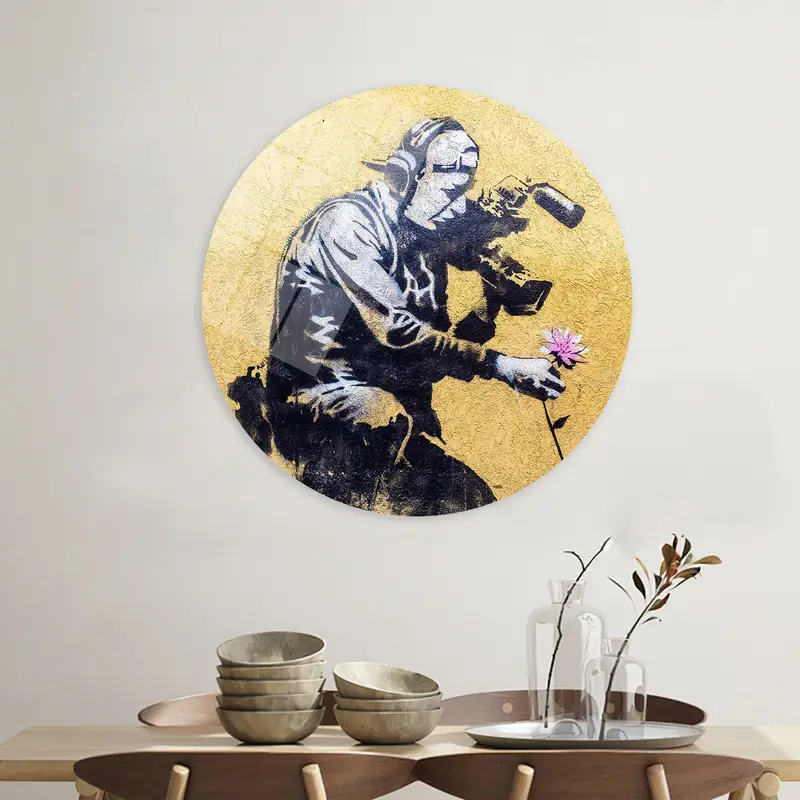 Elegant Banksy Flower Graffiti Canvas - Artistic Printed Decor