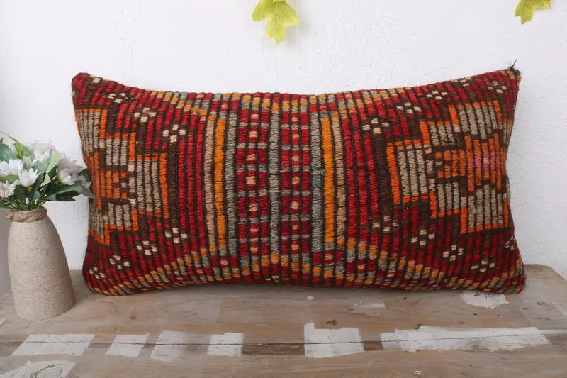 Traditional Cushion, Pillow for Couch, Southwestern Pillow Case, Turkish Pillow, 12x24 Brown Pillow Sham, Throw Kilim Pillow, Pillow Sham - 2