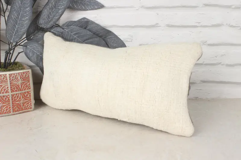 Kilim Pillow, Handwoven Cushion Cover, 8x16 Beige Cushion Cover, Pillow Sham, Christmas Cushion Case, Interior Designer Pillow, Pillow for Couch - 3