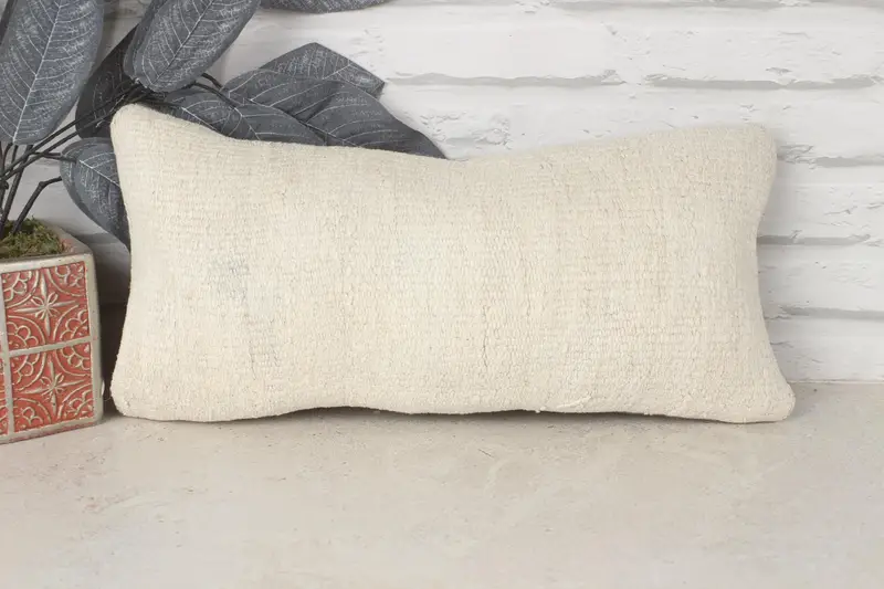 Kilim Pillow, Handwoven Cushion Cover, 8x16 Beige Cushion Cover, Pillow Sham, Christmas Cushion Case, Interior Designer Pillow, Pillow for Couch - 1