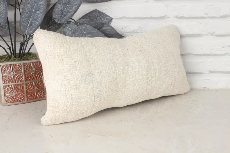 Kilim Pillow, Handwoven Cushion Cover, 8x16 Beige Cushion Cover, Pillow Sham, Christmas Cushion Case, Interior Designer Pillow, Pillow for Couch - 4