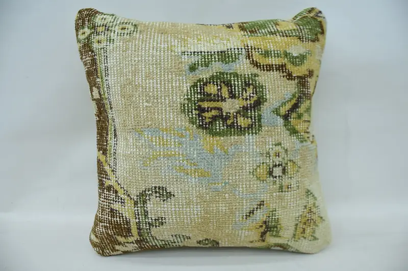 Vintage Beige Pillow Cover, Moroccan Square 40x40 cm Pillowcase - 1
