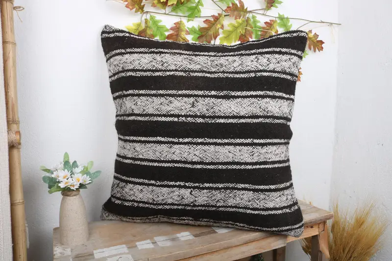 Turkish Pillow, Pattern Throw Cushion Case, Cushion Cover, Kilim Cushion Sham, 24x24 White Pillow Cover, Turkish Kilim Pillow - 4