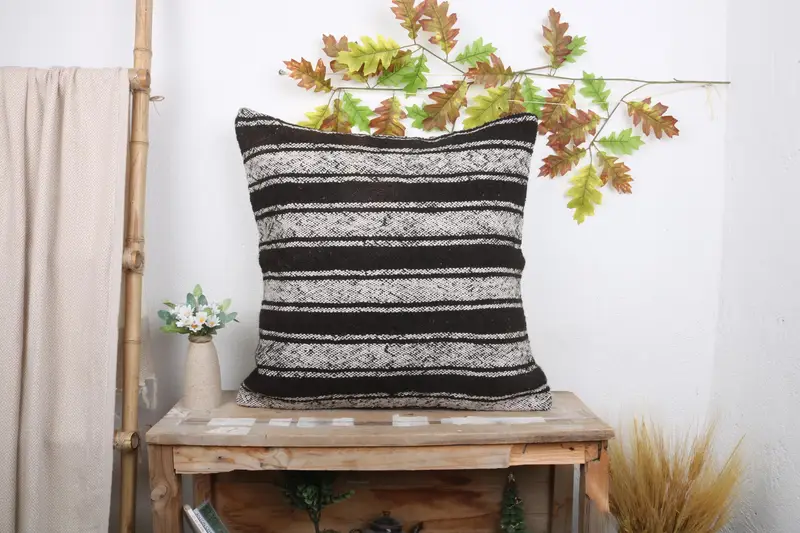 Turkish Pillow, Pattern Throw Cushion Case, Cushion Cover, Kilim Cushion Sham, 24x24 White Pillow Cover, Turkish Kilim Pillow - 1