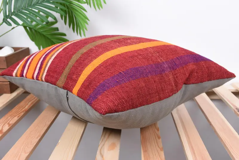 Pillow Sham, Antique Pillows, 18x18 Red Cushion Cover, Vintage Kilim Pillow, Ottoman Pillow Cover, Vintage Kilim Throw Pillow - 6