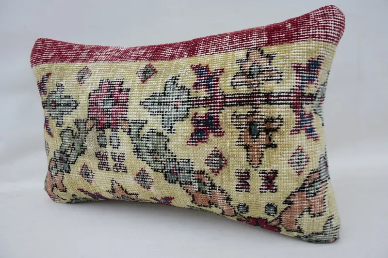 Throw Kilim Pillow, Cushion Case, Boho Pillow, Pillow for Couch, Bed Pillow, 12x20 Beige Cushion Case, Accent Throw Pillow Case - 3