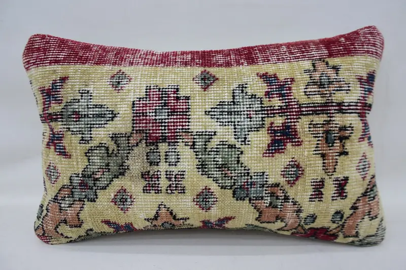Throw Kilim Pillow, Cushion Case, Boho Pillow, Pillow for Couch, Bed Pillow, 12x20 Beige Cushion Case, Accent Throw Pillow Case - 1