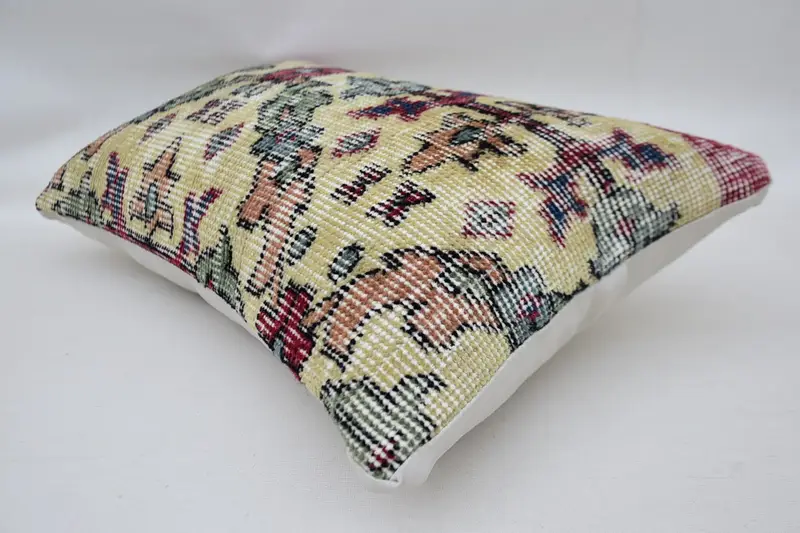 Throw Kilim Pillow, Cushion Case, Boho Pillow, Pillow for Couch, Bed Pillow, 12x20 Beige Cushion Case, Accent Throw Pillow Case - 6