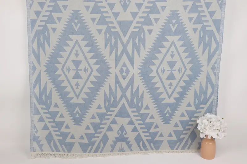 Monogramlı Plaj Havlusu Açık Mavi Geometrik 40x75 İnç