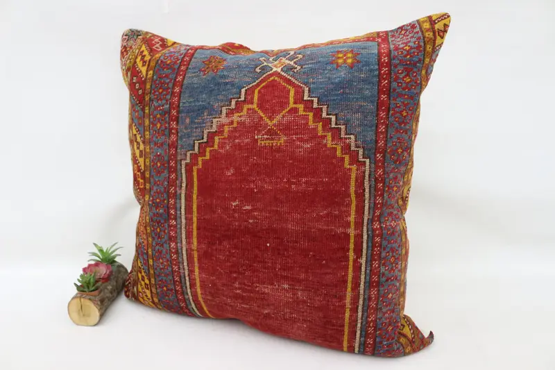 Customized Cushion Cover, Antique Pillows, 32x32 Red Pillow Sham, Office Chair Pillow Sham, Turkish Kilim Pillow, Home Decor Pillow, Pillow Case - 5