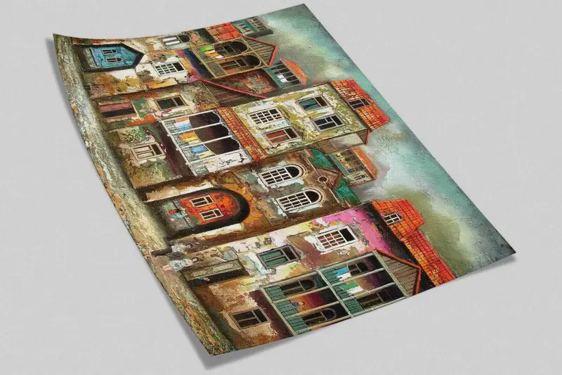 Landscape Mural, Old City Landscape Wall Painting, Abstract Wall Art, Wall Art Decor, Street Silhouette Wall Stickers, Wallpaper Border, - 8