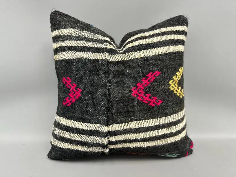 18x18 Brown Cushion Cover, Pillow Case, Kilim Cushion Sham, Turkish Rugs Pillow Cover, Vintage Pillow, Interior Designer Pillow - 1