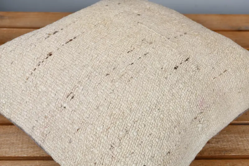 Pillow Cover, Vintage Kilim Pillow, Home Decor Pillow, Boho Pillow, 14x14 Beige Cushion Case, Turkish Bench Pillow Cover, Accent Cushion Cover - 3
