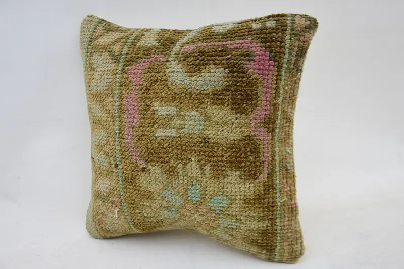 Turkish Pillow, Bolster Cushion Cover, Throw Kilim Pillow, Cushion Case, Gift Pillow, 12x12 Brown Cushion, Sofa Bolster Cushion, Garden Pillow Sham - 3