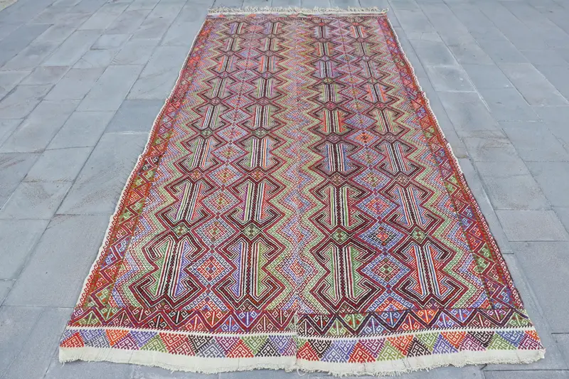 Green & Blue Striped Rug, 5.7x12 ft Elegant Decor