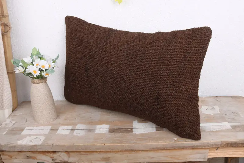 Shabby Chic Pillow Cover, Pillow Case, Antique Pillows, Throw Kilim Pillow, Seat Pillow Case, Vintage Kilim Throw Pillow, 12x20 Brown Pillow Case - 4