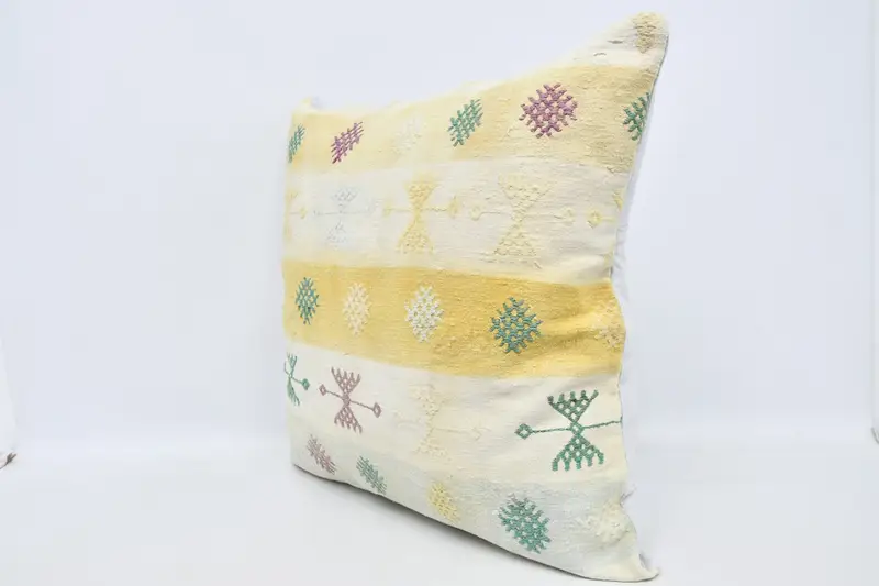 Cushion Case, Authentic Pillow Cover, Ethnical Kilim Rug Pillow, Vintage Pillow, 32x32 White Pillow Sham, Turkish Corner Pillow, Antique Pillows - 4