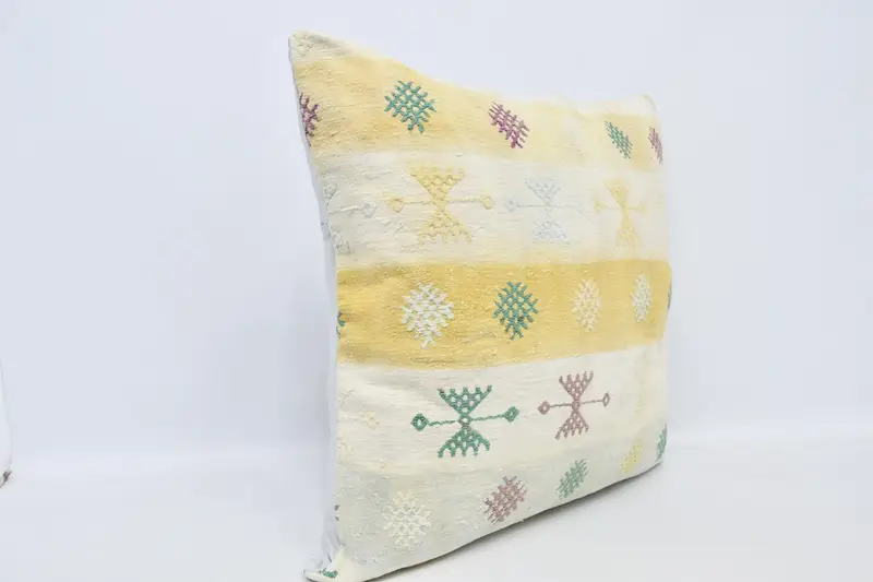 Cushion Case, Authentic Pillow Cover, Ethnical Kilim Rug Pillow, Vintage Pillow, 32x32 White Pillow Sham, Turkish Corner Pillow, Antique Pillows - 3