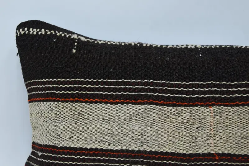 Morroccon Kilim Cushion Cushion Cover, Ethnical Kilim Rug Pillow, Pillow for Sofa, 12x48 Brown Cushion, Pillow Sham, Throw Kilim Pillow - 2