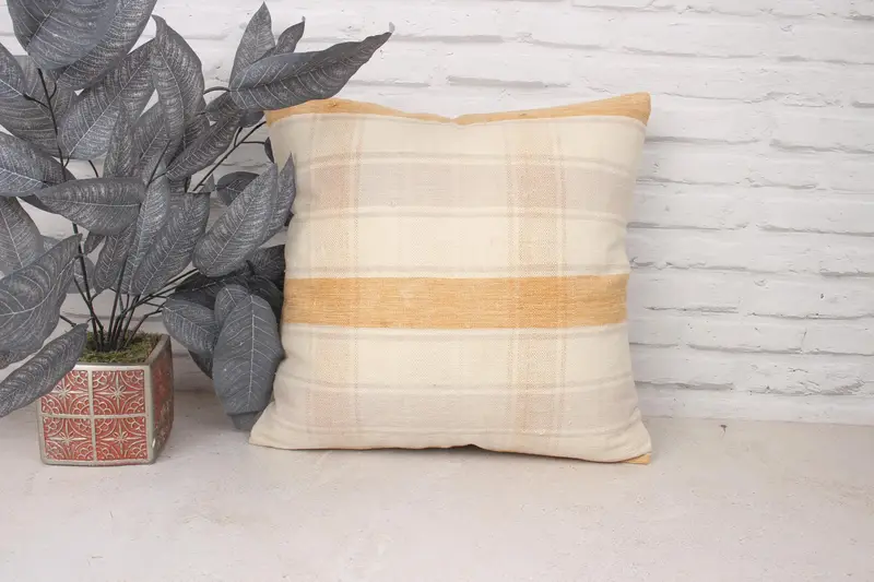 Turkish Kilim Pillow, Vintage Kilim Throw Pillow, Pillow for Couch, 18x18 Gray Pillow Cover, Hippie Throw Cushion Cover, Cushion Case - 1