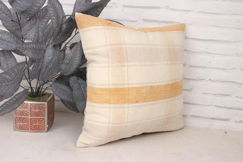 Turkish Kilim Pillow, Vintage Kilim Throw Pillow, Pillow for Couch, 18x18 Gray Pillow Cover, Hippie Throw Cushion Cover, Cushion Case - 3