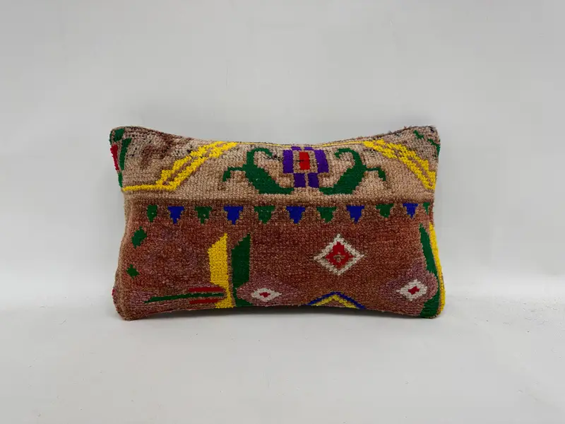 Tapestry Cushion Case, Armchair Cushion, 12x20 Brown Pillow Sham, Throw Kilim Pillow, Turkish Kilim Pillow, Antique Pillows, Pillow - 1